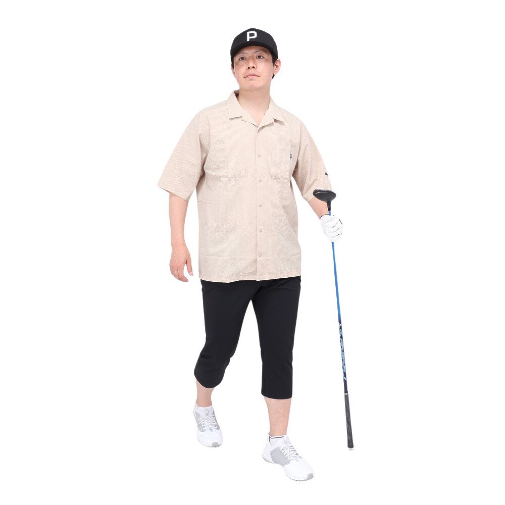 プーマ（PUMA）（メンズ）ゴルフウェア P ストレッチ シアサッカー オープンカラー半袖シャツ 627645-03