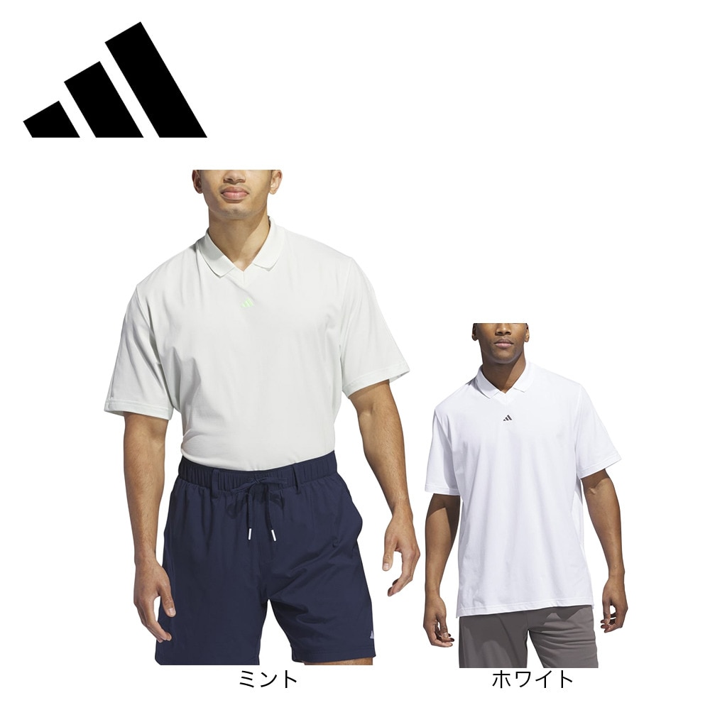 アディダス（adidas）（メンズ）ゴルフウェア 半袖 U365 ツイストニット ピケルーズフィットポロシャツ EZA66-IU4338LGRN