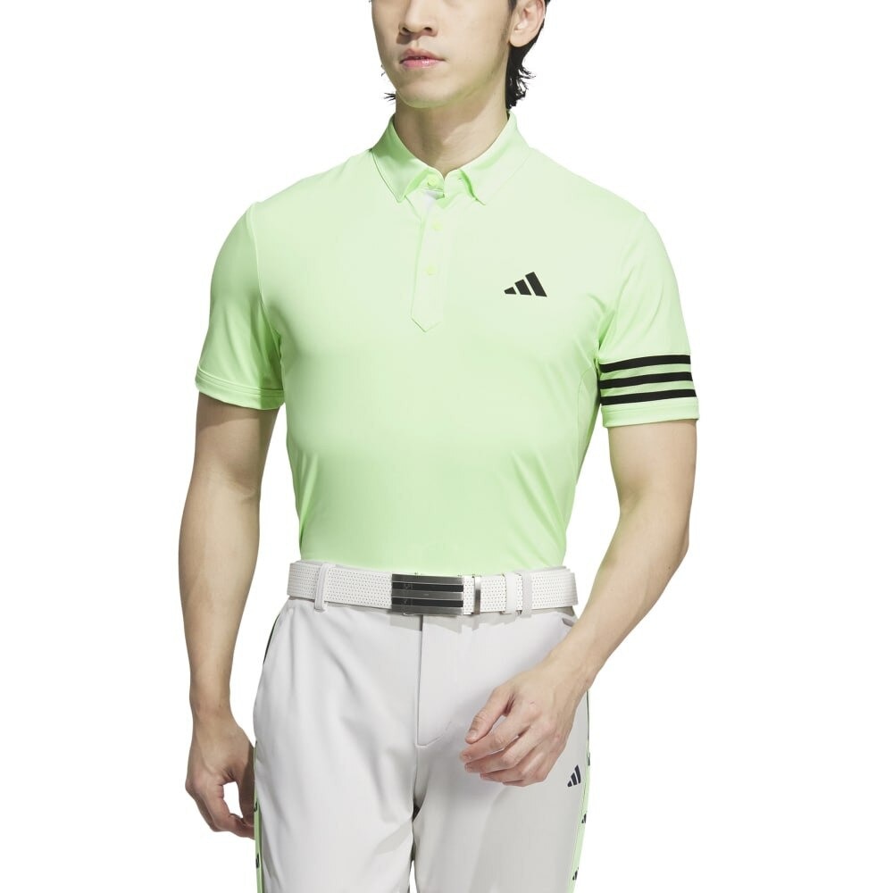 アディダス（adidas）（メンズ）ゴルフウェア 3ストライプス メッシュベントポロシャツ IKK68-IN9055FGRN
