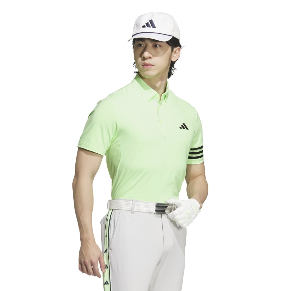 アディダス（adidas）（メンズ）ゴルフウェア 3ストライプス メッシュベントポロシャツ IKK68-IN9055FGRN