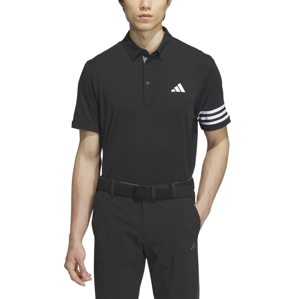 アディダス（adidas）（メンズ）ゴルフウェア 半袖 3ストライプス メッシュベントポロ IKK68-IN9057BK