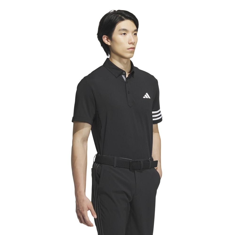アディダス（adidas）（メンズ）ゴルフウェア 半袖 3ストライプス メッシュベントポロ IKK68-IN9057BK