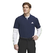 アディダス（adidas）（メンズ）ゴルフウェア 長袖 BOSグラフィックレイヤードセットシャツ IKK78-IN9043NVY/W