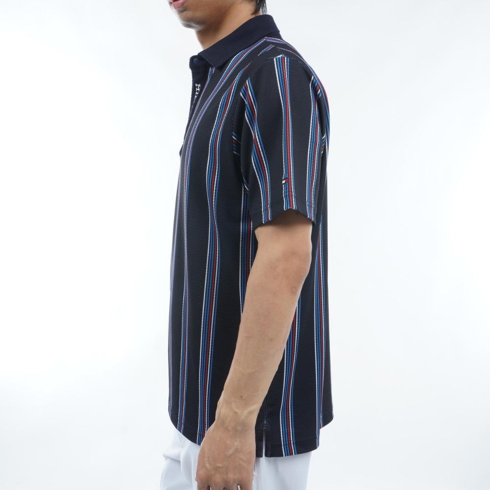 トミー ヒルフィガー ゴルフ（TOMMY HILFIGER GOLF）（メンズ）ゴルフウェア マルチストライプ 半袖シャツ THMA417-NVY