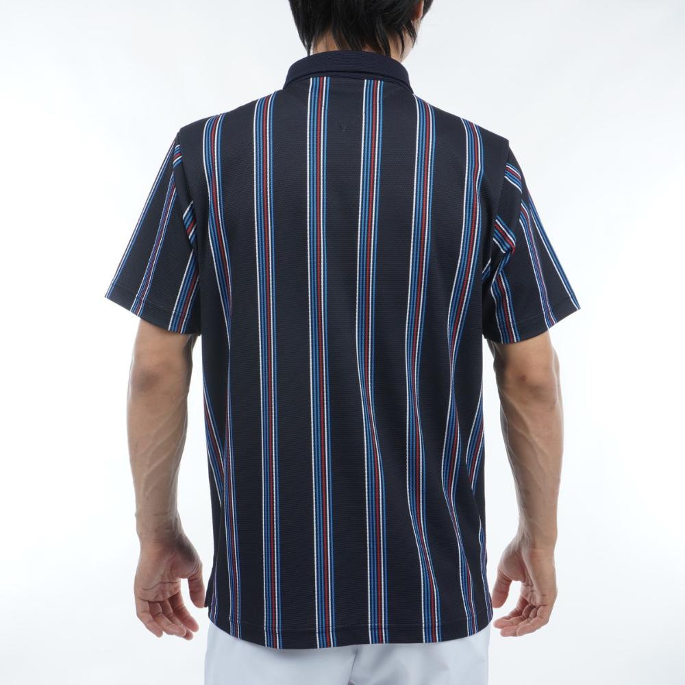 トミー ヒルフィガー ゴルフ（TOMMY HILFIGER GOLF）（メンズ）ゴルフウェア マルチストライプ 半袖シャツ THMA417-NVY