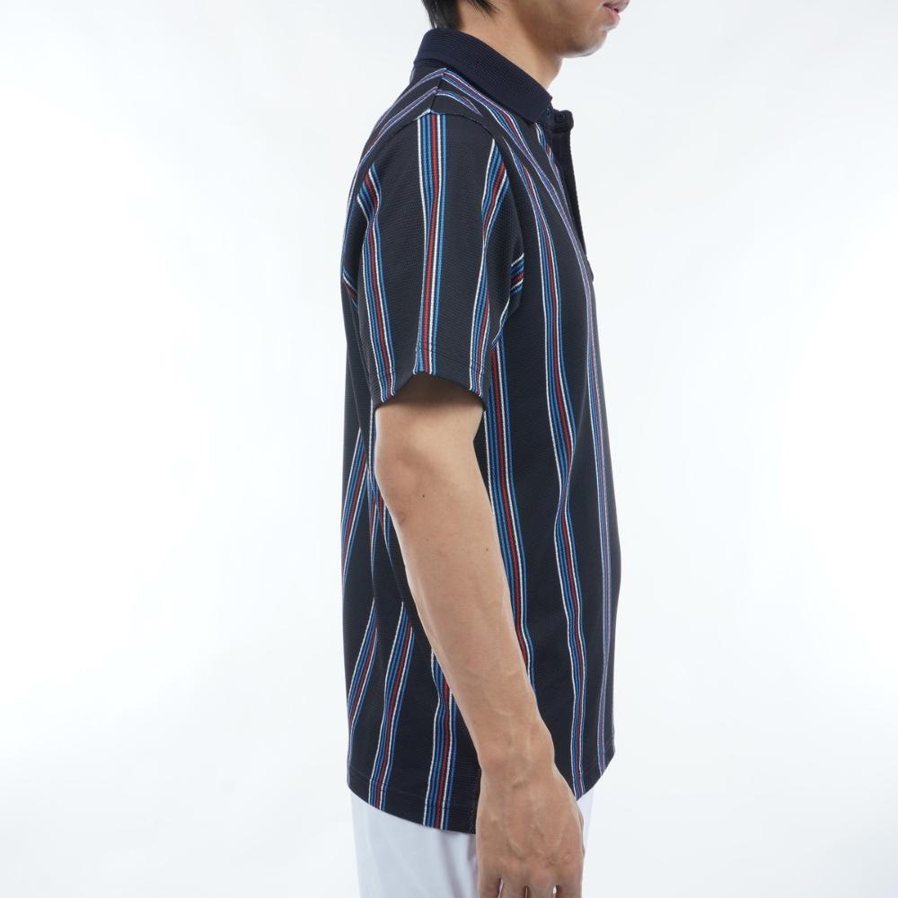 トミー ヒルフィガー ゴルフ（TOMMY HILFIGER GOLF）（メンズ）ゴルフウェア マルチストライプ 半袖シャツ THMA417-NVY