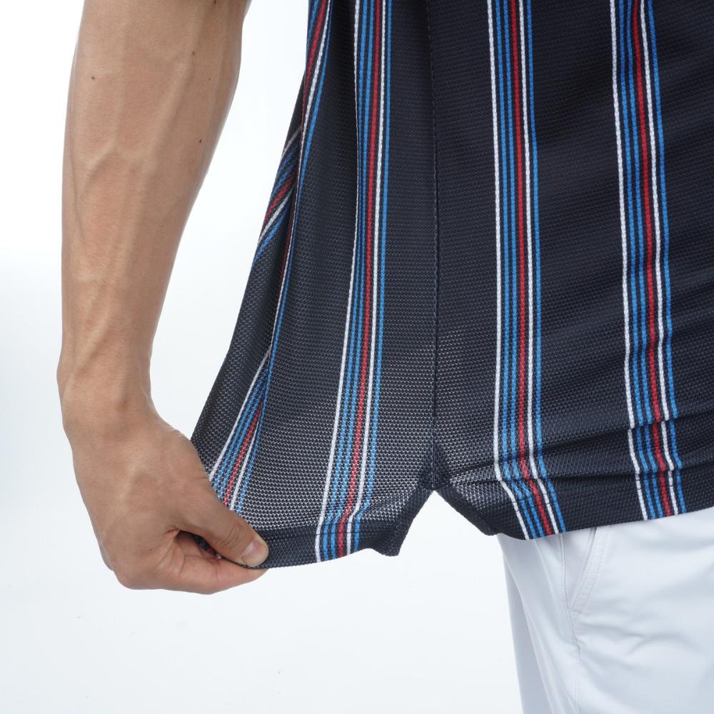 トミー ヒルフィガー ゴルフ（TOMMY HILFIGER GOLF）（メンズ）ゴルフウェア マルチストライプ 半袖シャツ THMA417-NVY