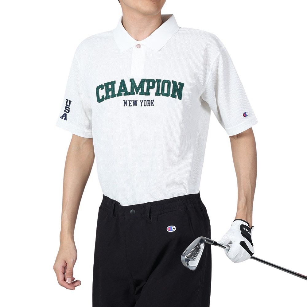 チャンピオン ゴルフウェア 半袖ポロシャツ メンズ ホワイト Sの