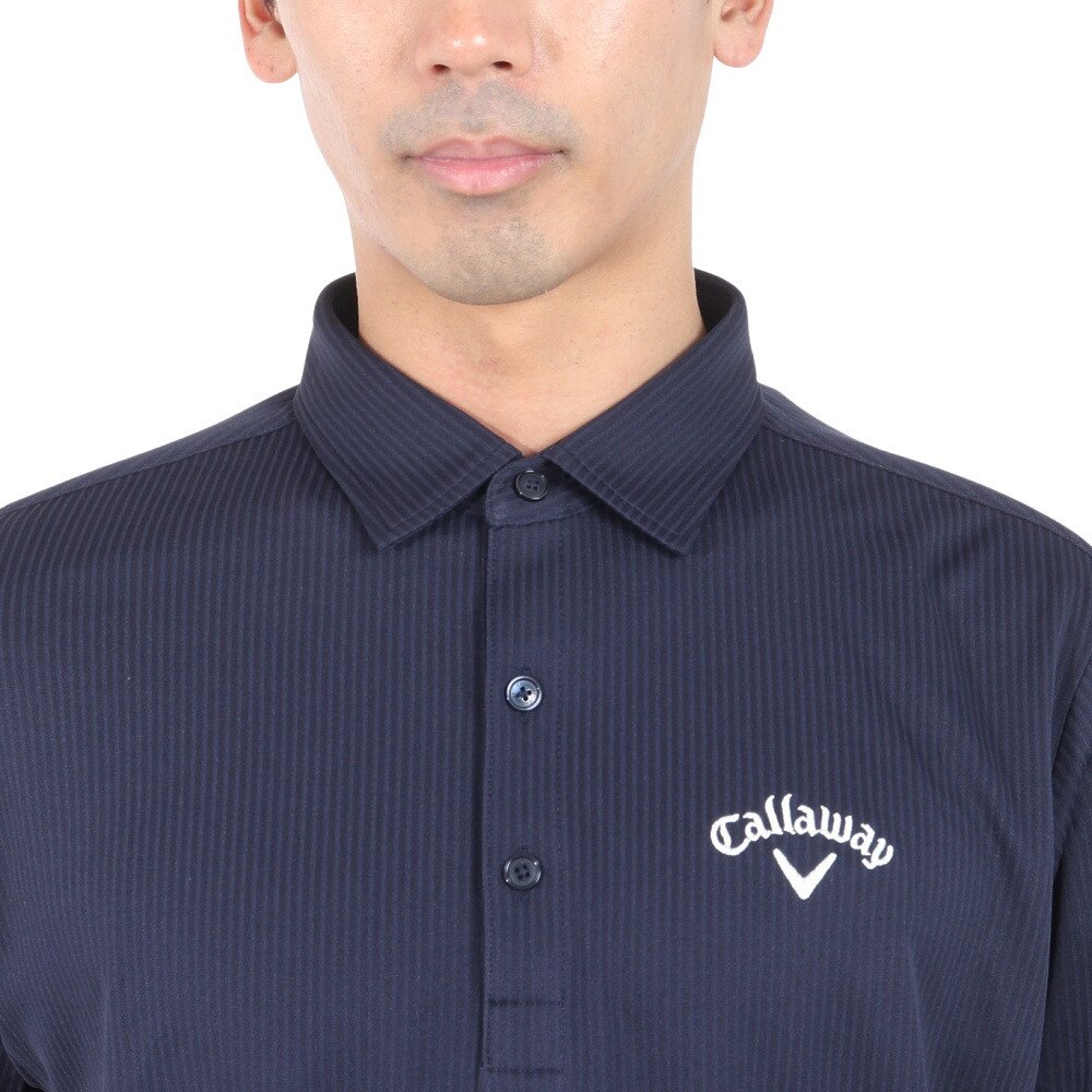 キャロウェイ（CALLAWAY）（メンズ）ゴルフウェア 吸汗速乾 ストライプジャカード半袖シャツ C24134110-1120