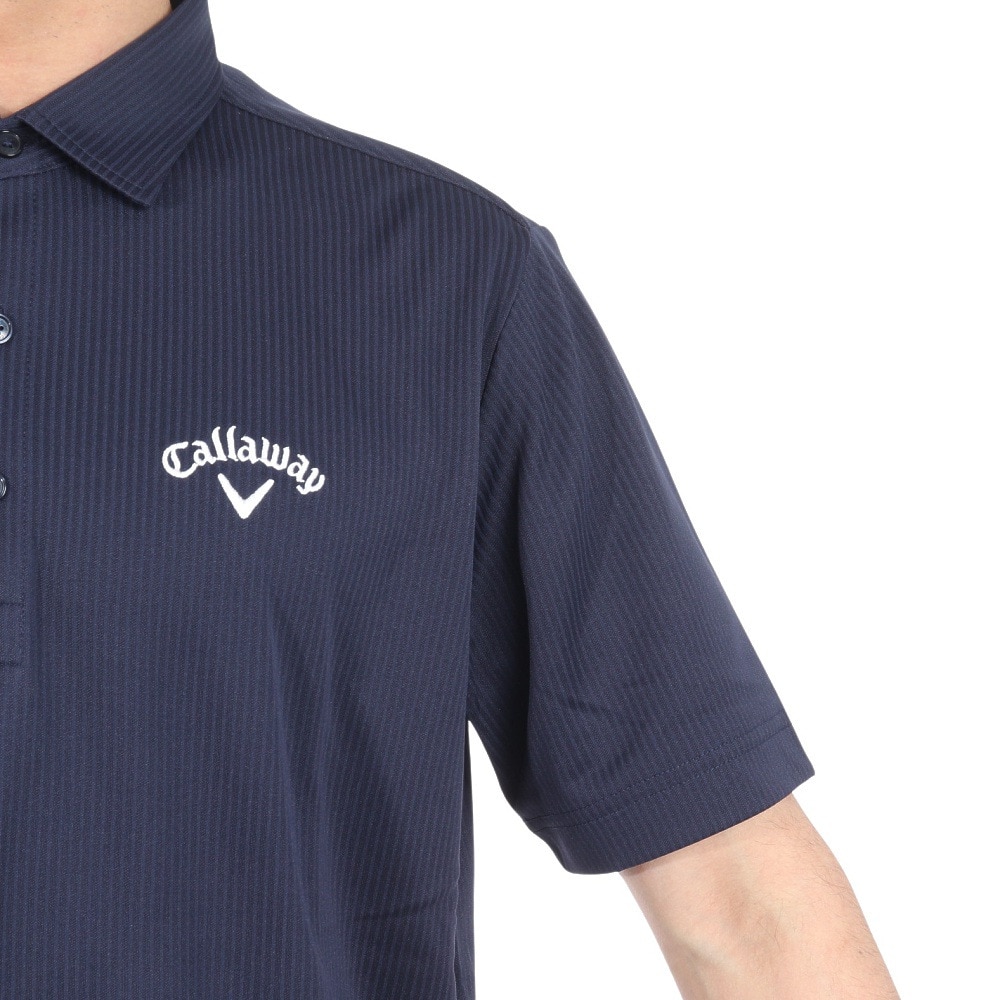 キャロウェイ（CALLAWAY）（メンズ）ゴルフウェア 吸汗速乾 ストライプジャカード半袖シャツ C24134110-1120
