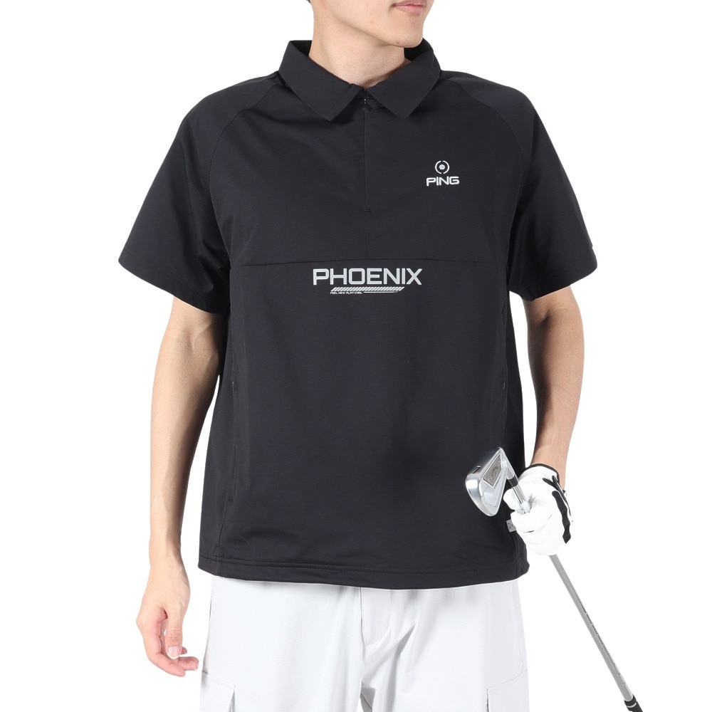 ピン（PING）（メンズ）ゴルフウェア 半袖 布帛撥水ハーフジップシャツ 621-4111301-010