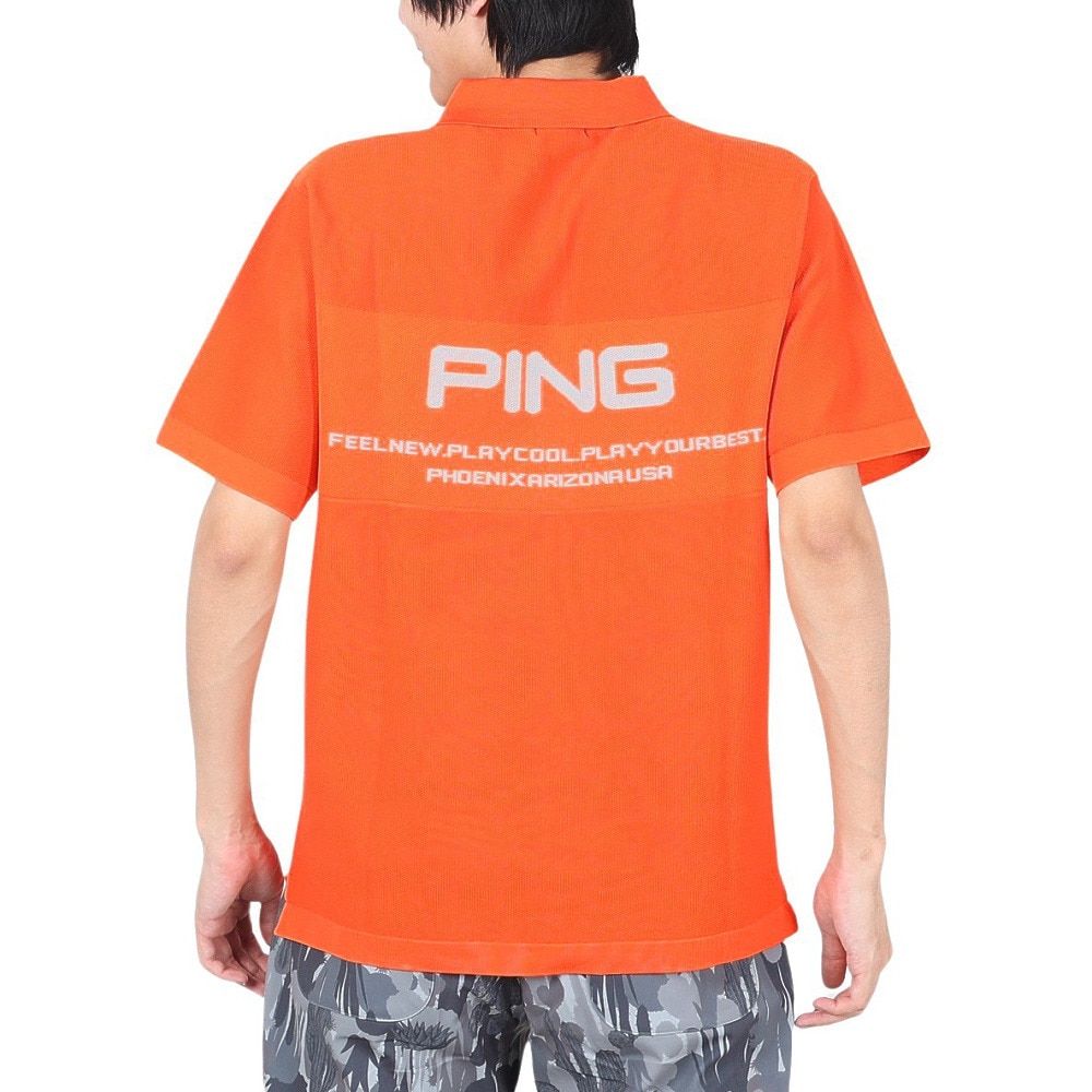 ピン（PING）（メンズ）ゴルフウェア カノコ編み半袖ニットポロシャツ 621-4172201-150