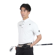 ルコックスポルティフ（lecoqsportif）（メンズ）ゴルフウェア 吸汗速乾 ストレッチフォーサー 小柄ジャガード半袖シャツ QGMXJA07 WH00