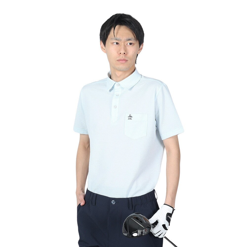 マンシングウエア（MUNSING WEAR）（メンズ）ゴルフウェア 吸汗速乾サッカーストライプシャツ MGMXJA22 SA00