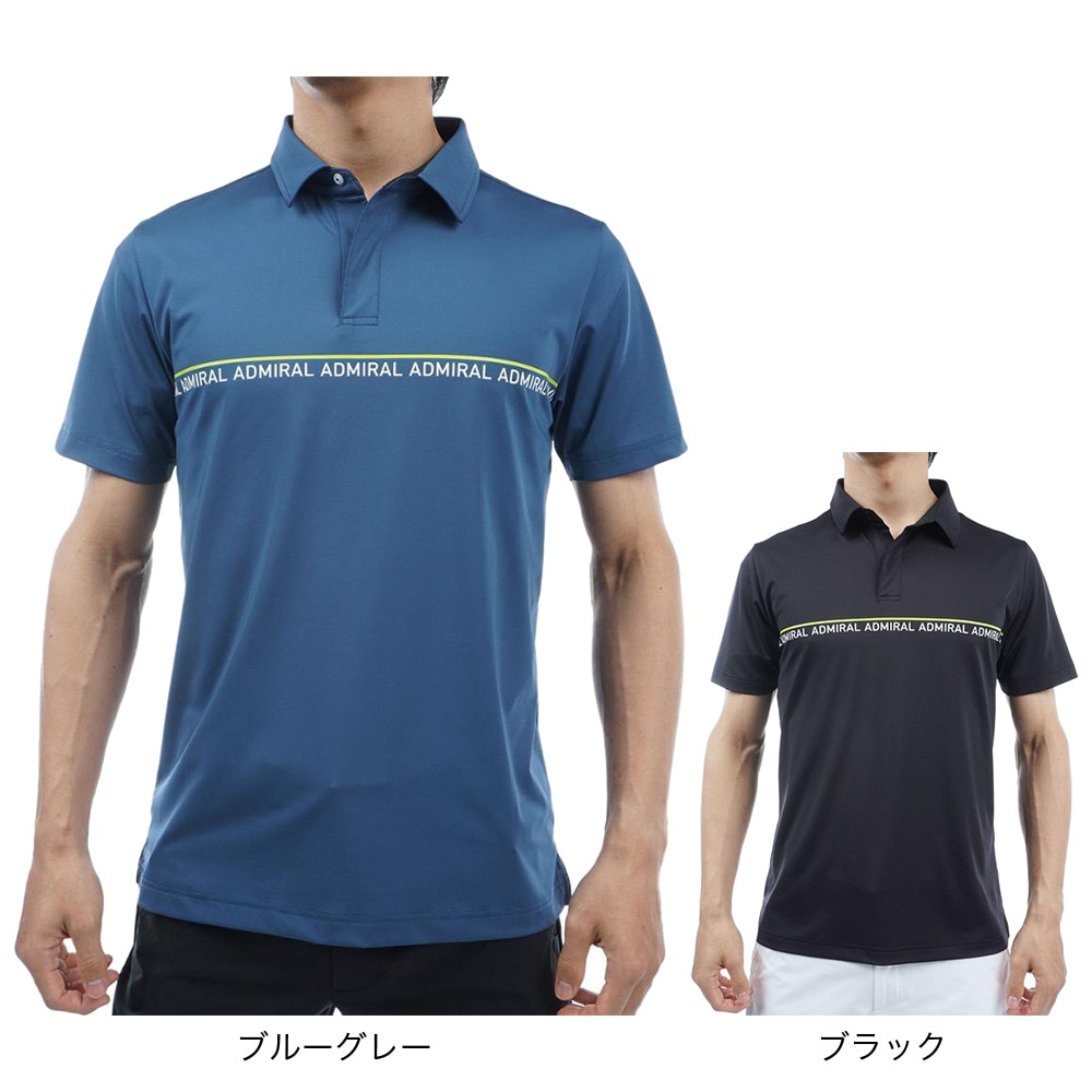 アドミラル ゴルフ（Admiral GOLF）（メンズ）ゴルフウェア 半袖 ラインロゴ シャツ ADMA428-BLK