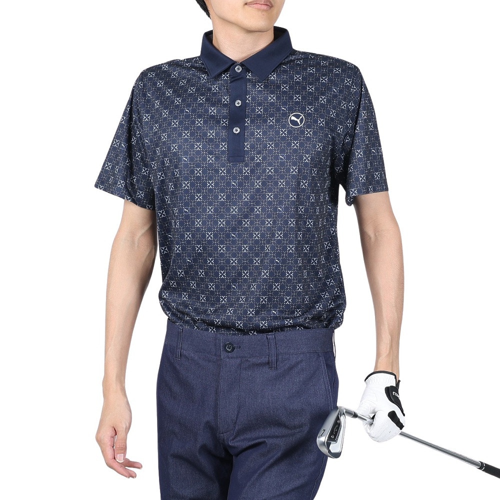 プーマ（PUMA）（メンズ）ゴルフウェア ピュアモノグラム 半袖ポロシャツ 626275-01