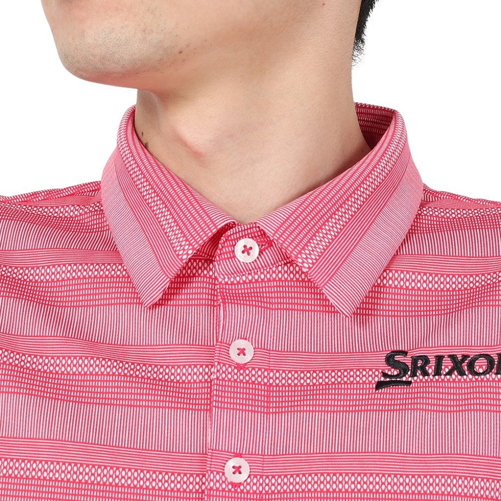 スリクソン（SRIXON）（メンズ）ゴルフウェア 半袖 松山英樹プロレプリカモデル 吸汗速乾 メッシュボーダープリントシャツ RGMXJA16 PKWH