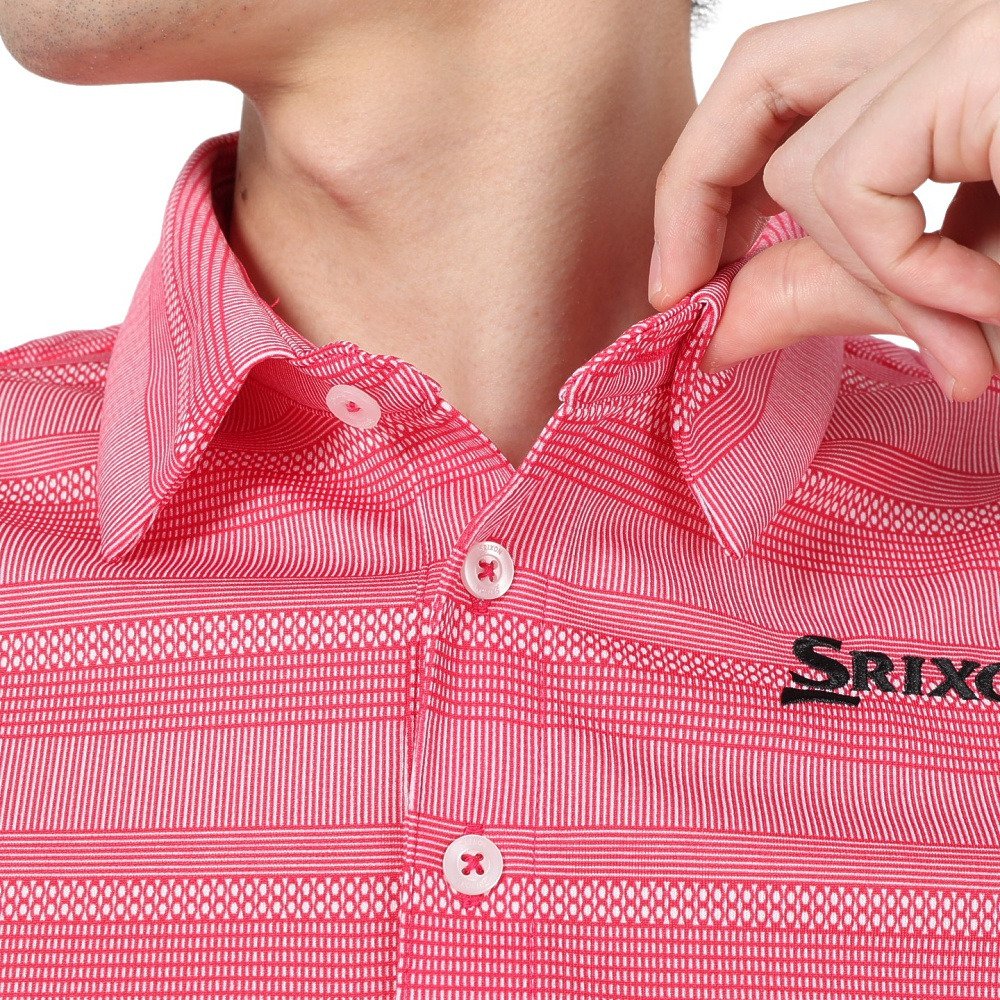スリクソン（SRIXON）（メンズ）ゴルフウェア 半袖 松山英樹プロレプリカモデル 吸汗速乾 メッシュボーダープリントシャツ RGMXJA16 PKWH