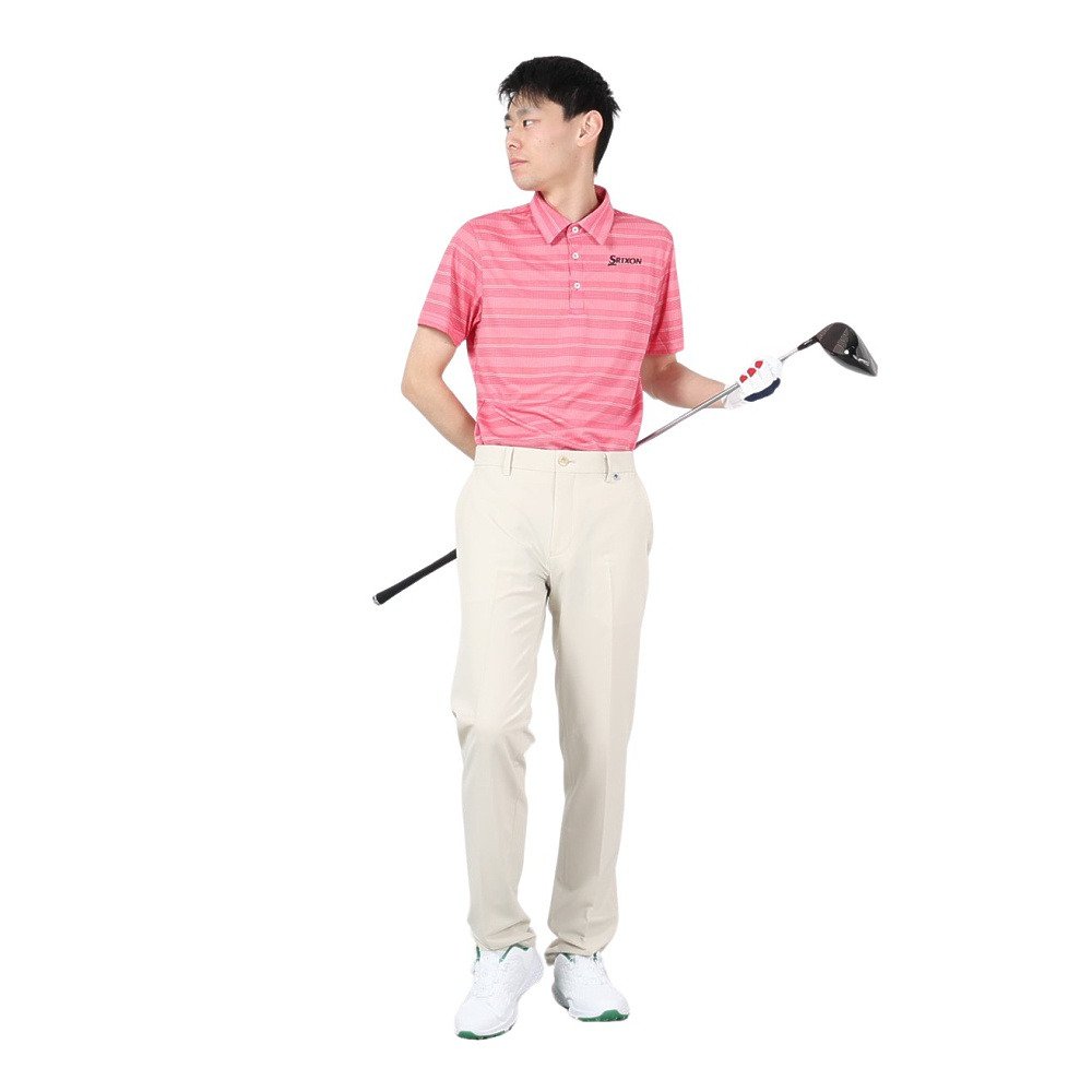 スリクソン（SRIXON）（メンズ）ゴルフウェア 半袖 松山英樹プロレプリカモデル 吸汗速乾 メッシュボーダープリントシャツ RGMXJA16 PKWH