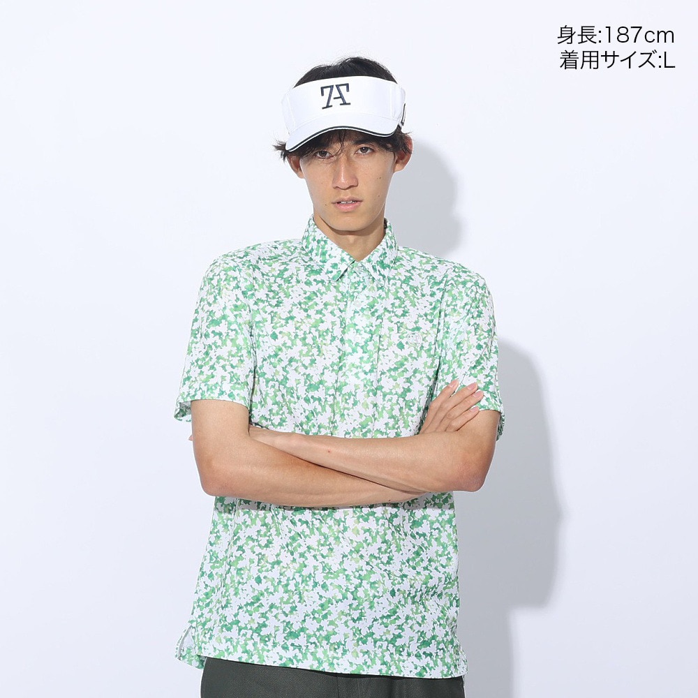 トミーアーマー（Tommy Armour）（メンズ）ゴルフウェア 半袖 接触冷感 フラワープリントショートスリーブポロシャツ TANB24S030010 GRN