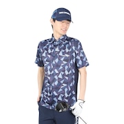 トランスコンチネンツ（TRANS CONTINENTS）（メンズ）ゴルフウェア 幾何柄 共衿 半袖ポロシャツ 24WTRX03-NV