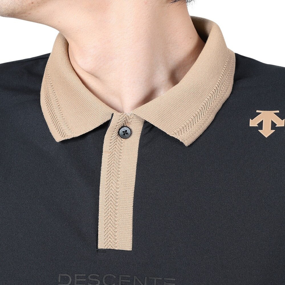 デサントゴルフ（DESCENTEGOLF）（メンズ）ゴルフウェア 吸汗速乾 鹿の子半袖シャツツ DGMXJA15 BK00