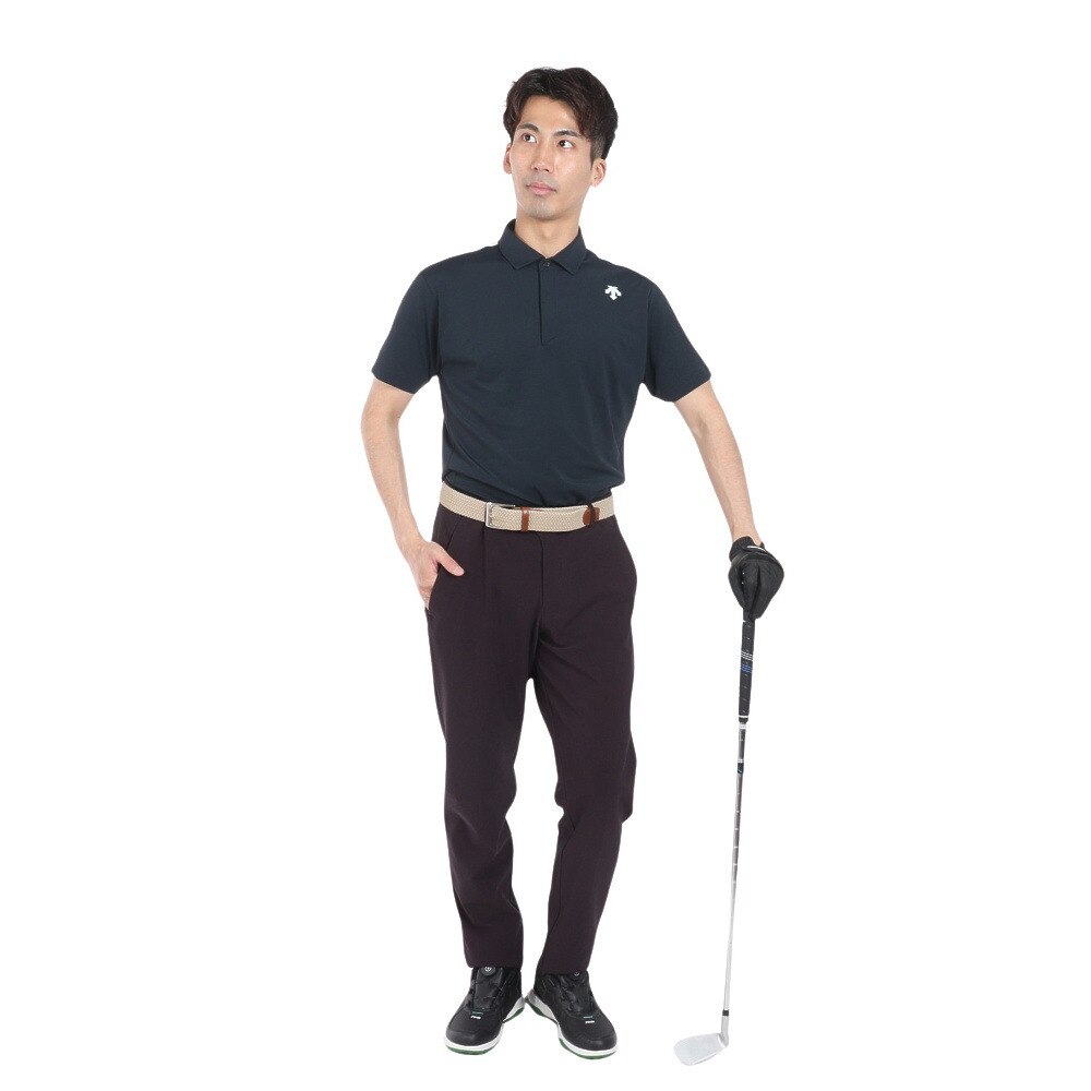 デサントゴルフ（DESCENTEGOLF）（メンズ）ゴルフウェア 吸汗速乾 ベアスムース半袖シャツ DGMXJA16 BK00
