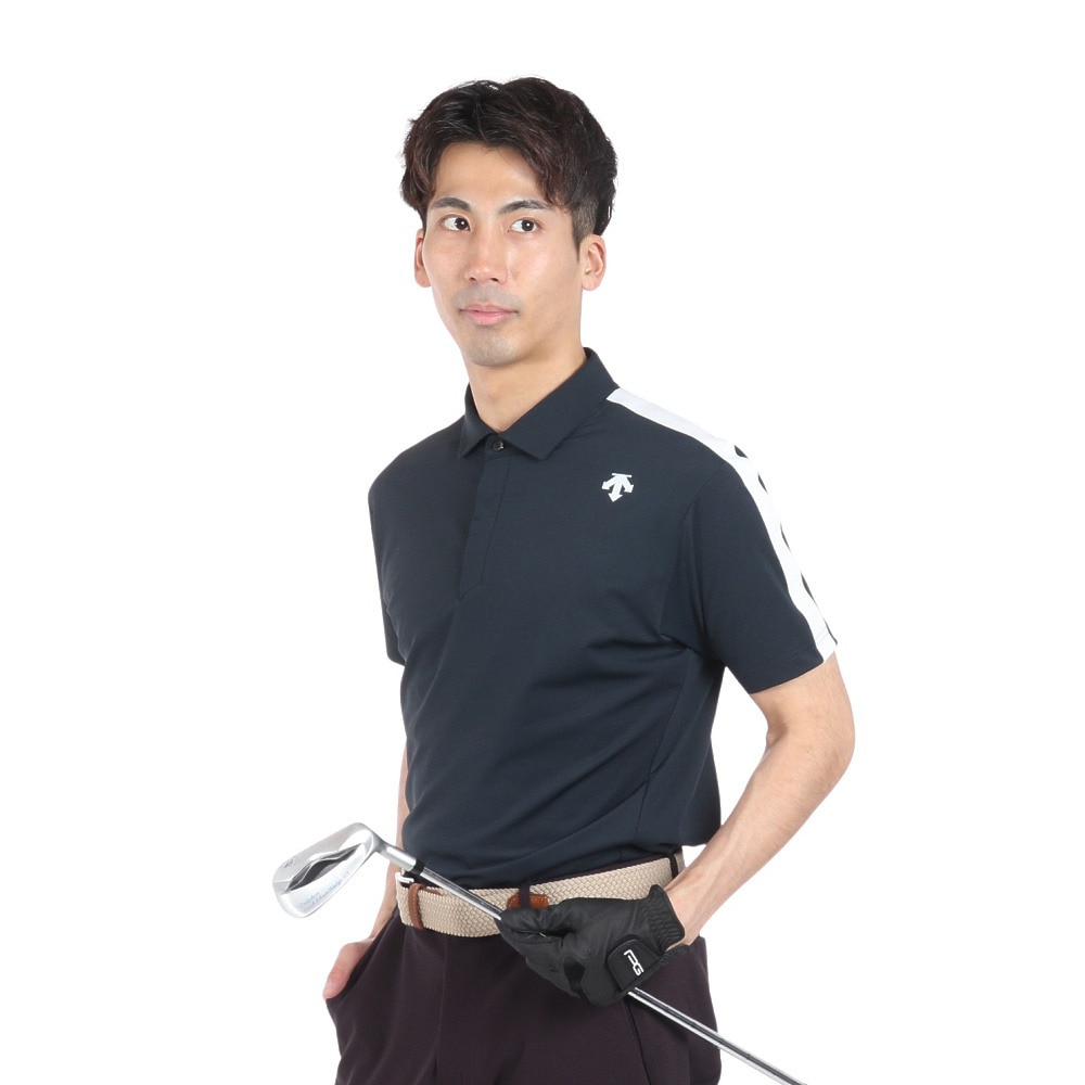 デサントゴルフ（DESCENTEGOLF）（メンズ）ゴルフウェア 吸汗速乾 ベアスムース半袖シャツ DGMXJA16 BK00