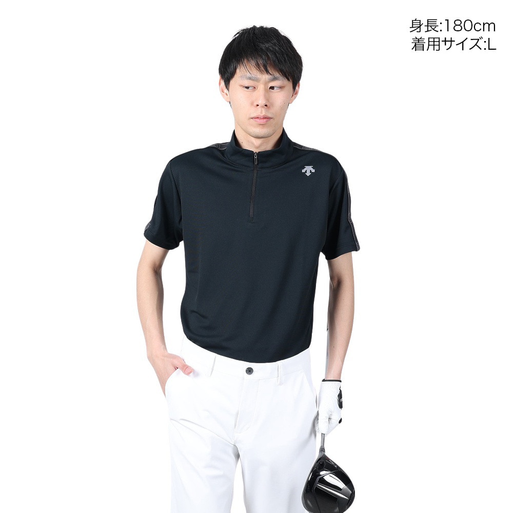 デサントゴルフ（DESCENTEGOLF）（メンズ）ゴルフウェア ハーフジップ半袖シャツ DGMXJA22 BK00