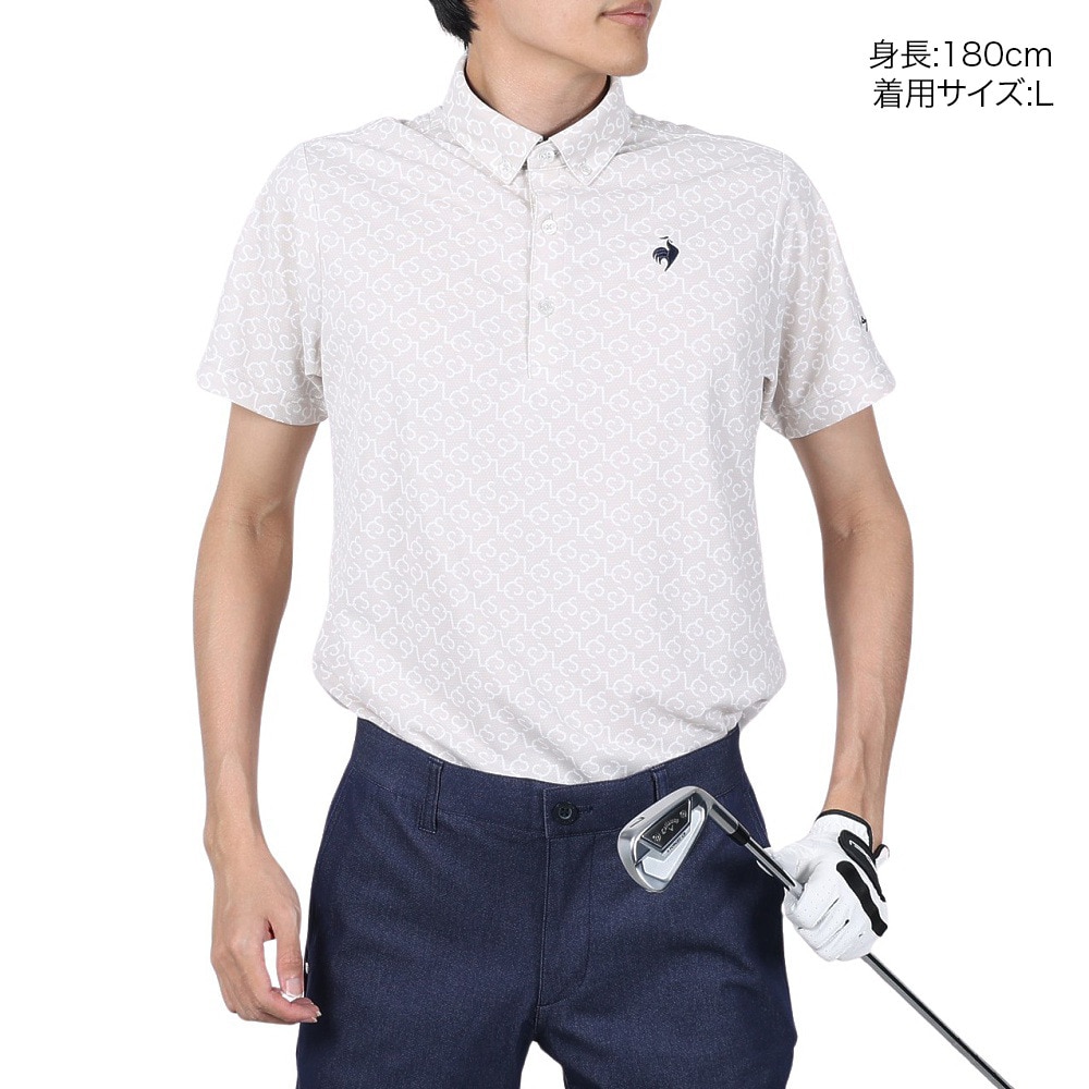 ルコックスポルティフ（lecoqsportif）（メンズ）ゴルフウェア プリント半袖シャツ QGMXJA53 BG00