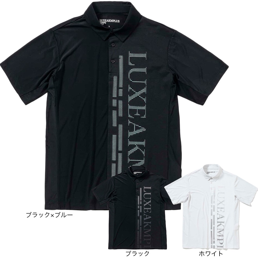 リュクスエイケイエムプラス（LUXEAKMPLU）（メンズ）ゴルフウェア 半袖 VERTICAL ロゴポロシャツ LAH-24003white