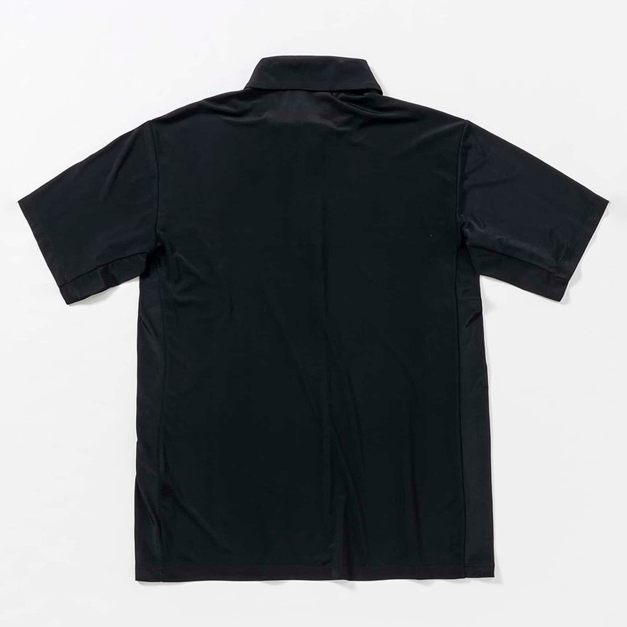 リュクスエイケイエムプラス（LUXEAKMPLU）（メンズ）ゴルフウェア 半袖 VERTICAL ロゴポロシャツ LAH-24003black x turquoise