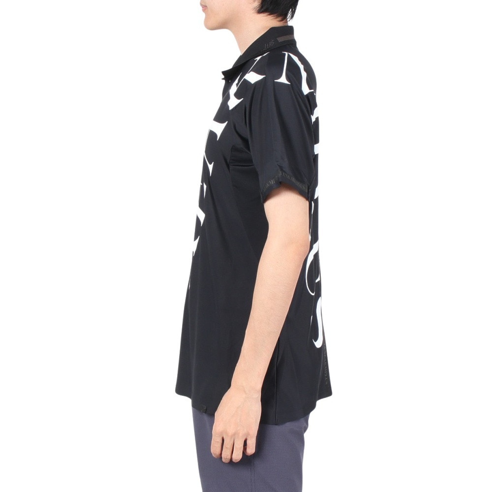 リュクスエイケイエムプラス（LUXEAKMPLU）（メンズ）ゴルフウェア 半袖 TECHNOLOGY PATTERN ポロシャツ LAH-24008black
