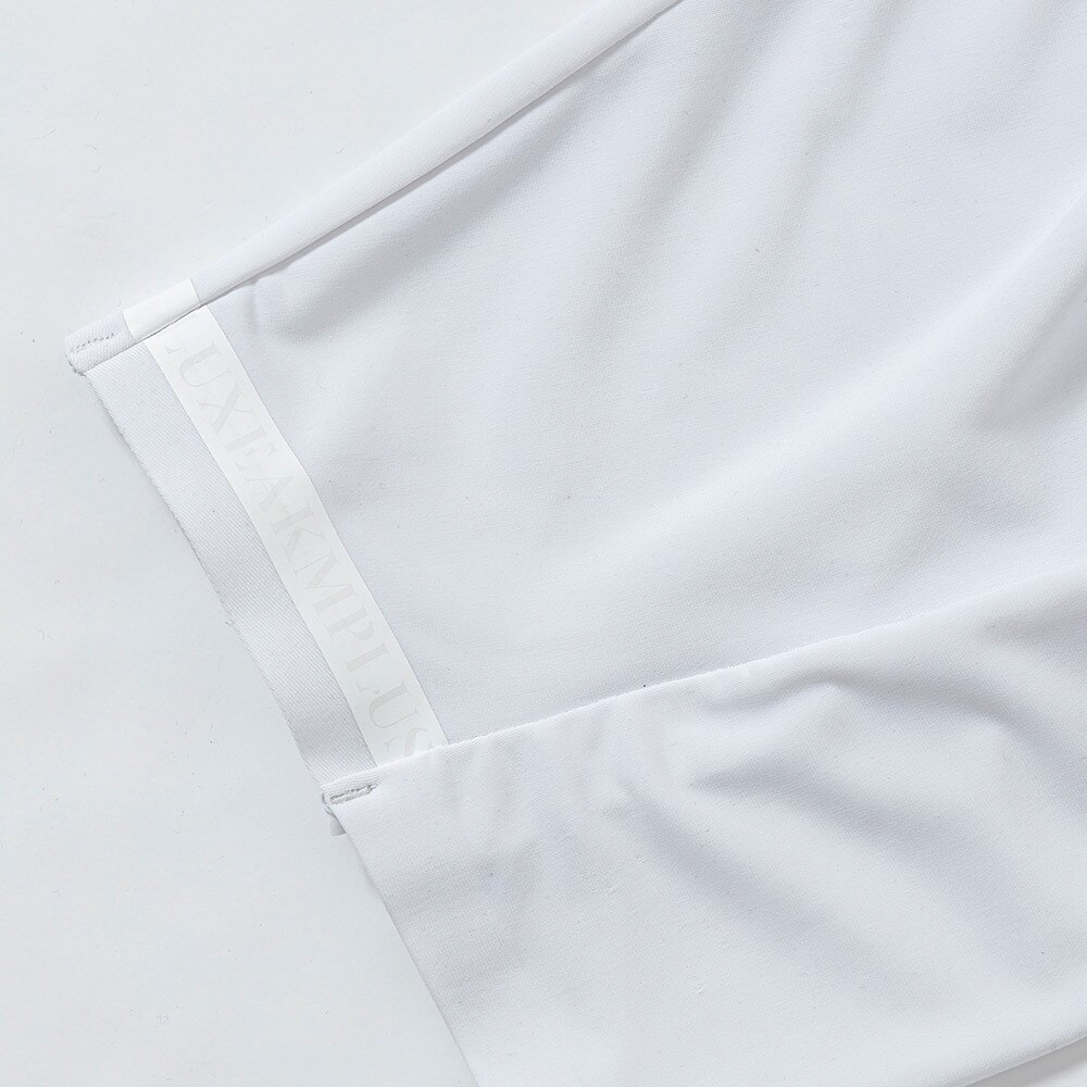 リュクスエイケイエムプラス（LUXEAKMPLU）（メンズ）ゴルフウェア 半袖 TECHNOLOGY PATTERN ポロシャツ LAH-24008white
