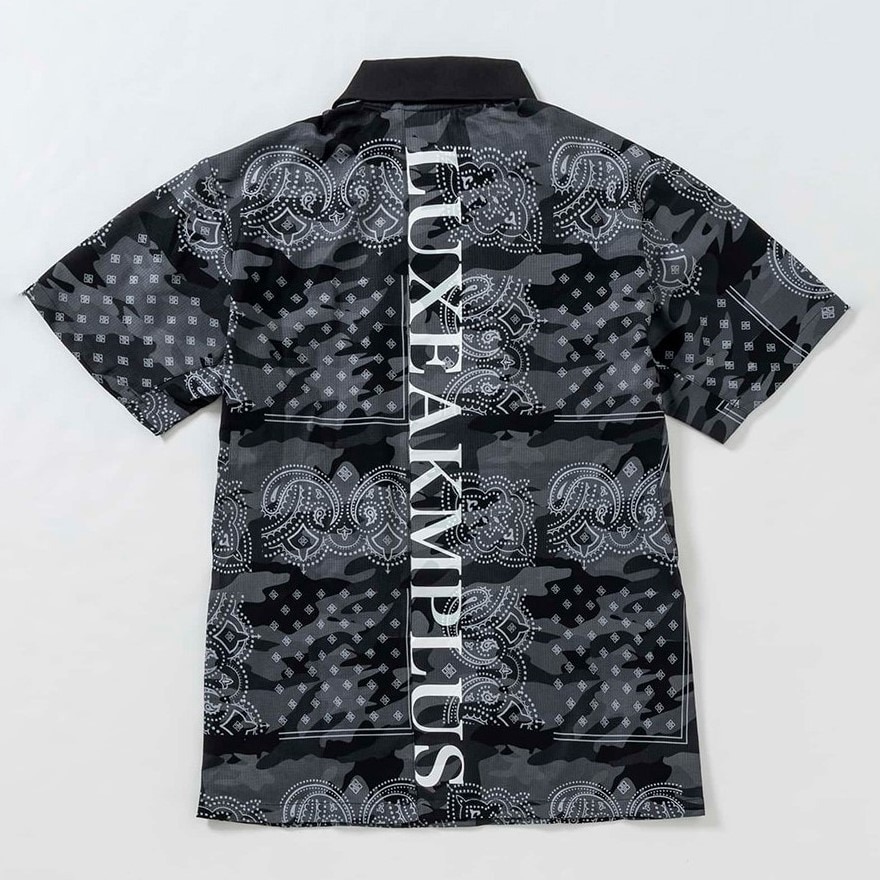 リュクスエイケイエムプラス（LUXEAKMPLU）（メンズ）ゴルフウェア 半袖 VENTILATION ポロシャツ LAH-24013black x camo