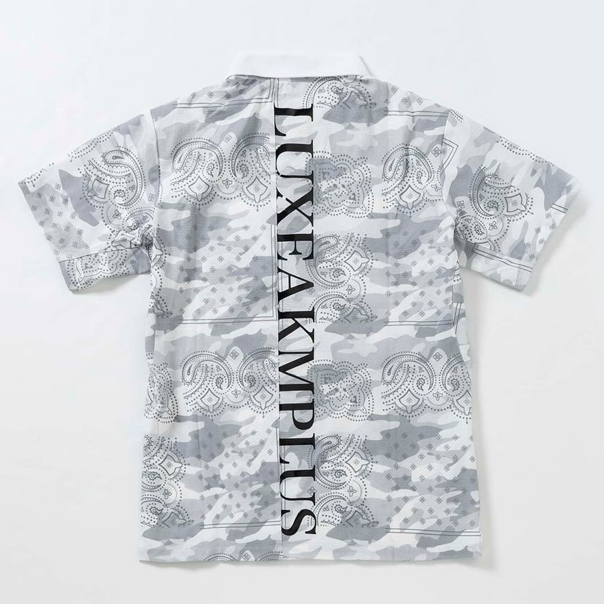 リュクスエイケイエムプラス（LUXEAKMPLU）（メンズ）ゴルフウェア 半袖 VENTILATION ポロシャツ LAH-24013white x camo