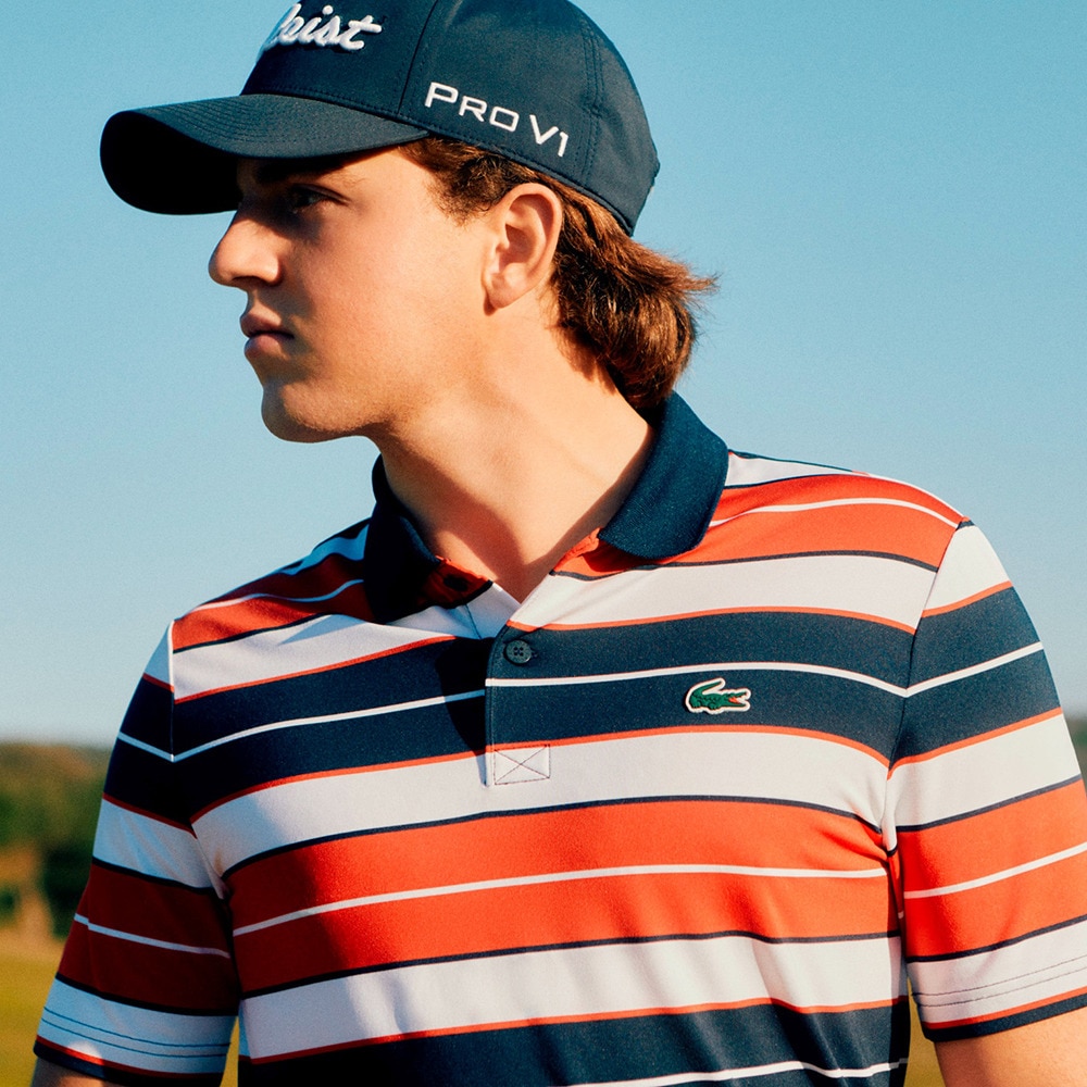 ラコステ（LACOSTE）（メンズ）ゴルフウェア ウルトラドライストレッチボーダーポロ DH7497-99-IQD