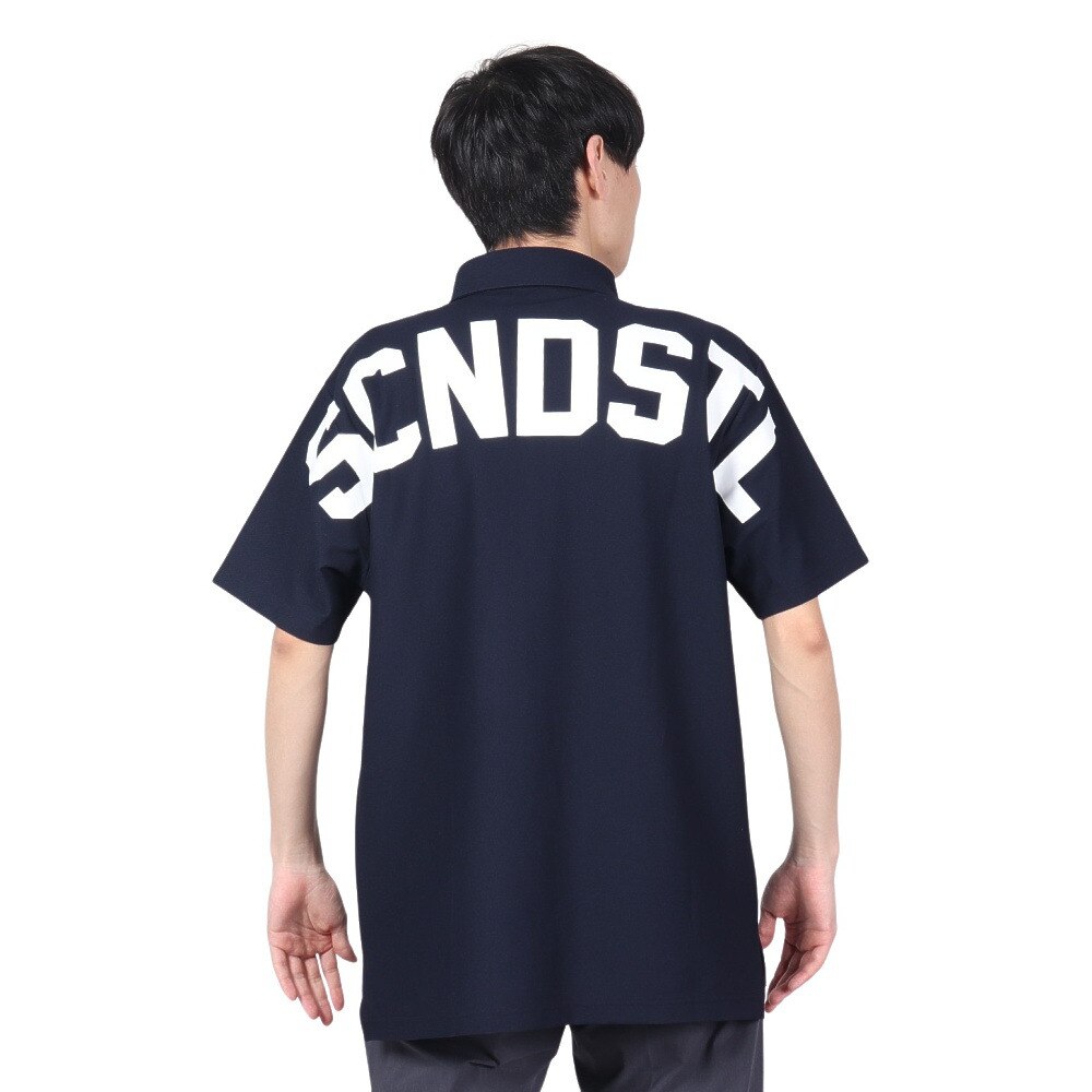 Second Style（Second Style）（メンズ）ゴルフウェア 吸水速乾 バックロゴビッグ 半袖ポロシャツ 242222-NVY