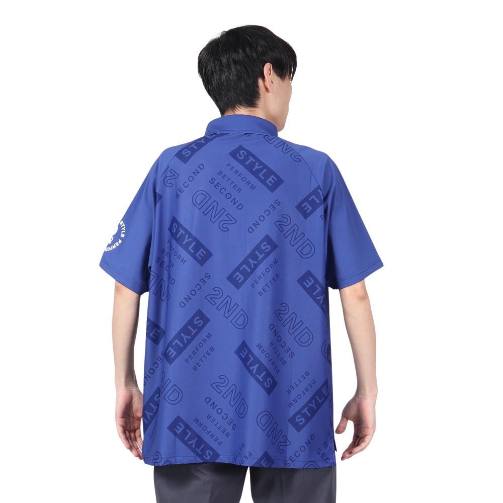 Second Style（Second Style）（メンズ）ゴルフウェア 吸水速乾 接触冷感 総柄ビッグ半袖ポロシャツ 242224-NVY