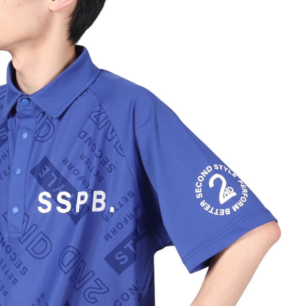 Second Style（Second Style）（メンズ）ゴルフウェア 吸水速乾 接触冷感 総柄ビッグ半袖ポロシャツ 242224-NVY