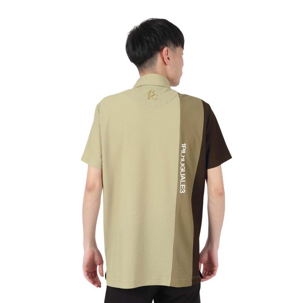 ウノ ピゥ ウノ ウグァーレ トレ（1PIU1UGUALE3）（メンズ）ゴルフウェア ポロシャツ STRIPE SWITCH GRT215 BEG