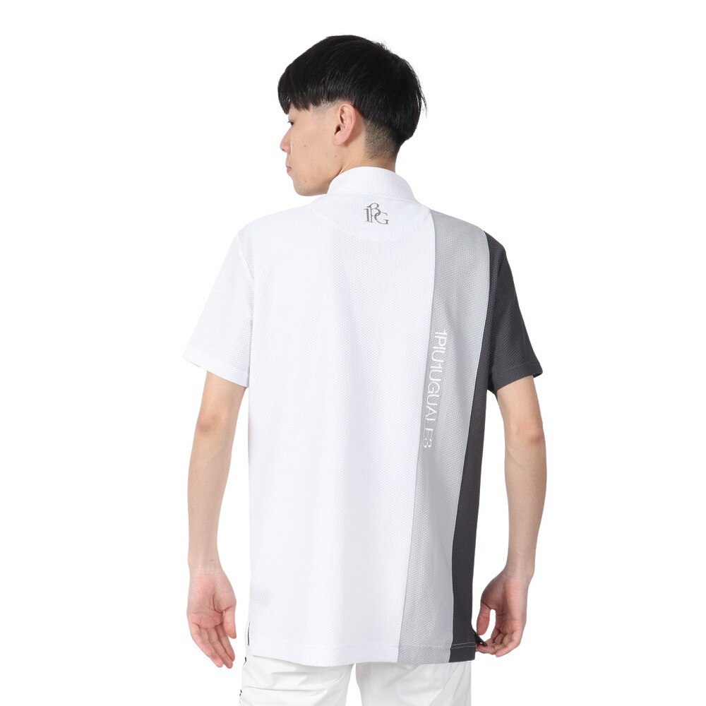 ウノ ピゥ ウノ ウグァーレ トレ（1PIU1UGUALE3）（メンズ）ゴルフウェア ポロシャツ STRIPE SWITCH GRT215 WHT