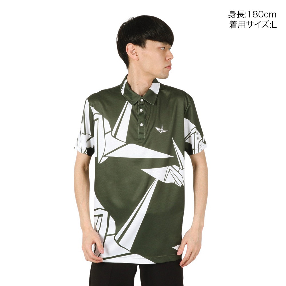 ウノ ピゥ ウノ ウグァーレ トレ（1PIU1UGUALE3）（メンズ）ゴルフウェア ORIGAMI CRANE 半袖ポロシャツ GRT220 KHK