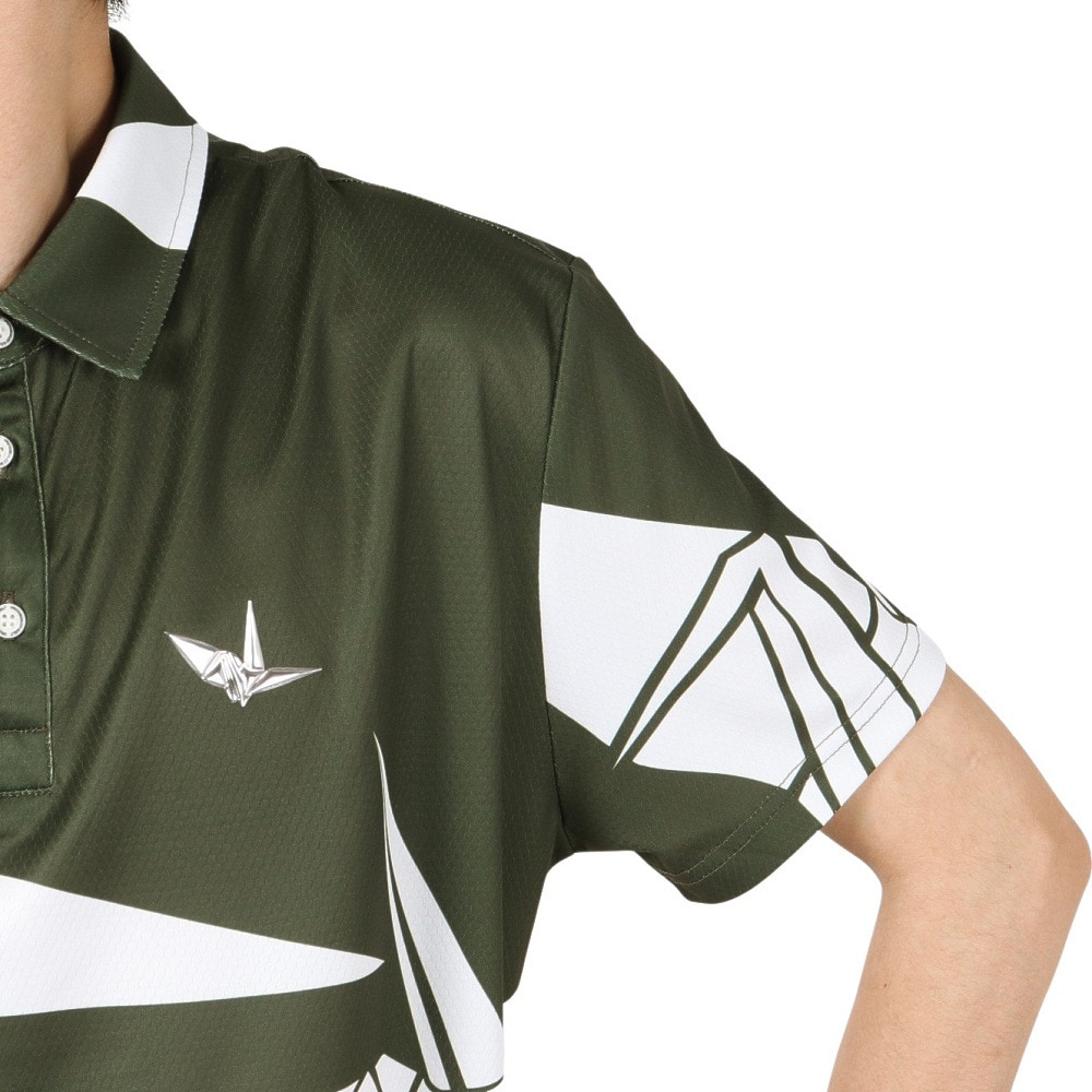 ウノ ピゥ ウノ ウグァーレ トレ（1PIU1UGUALE3）（メンズ）ゴルフウェア ORIGAMI CRANE 半袖ポロシャツ GRT220 KHK