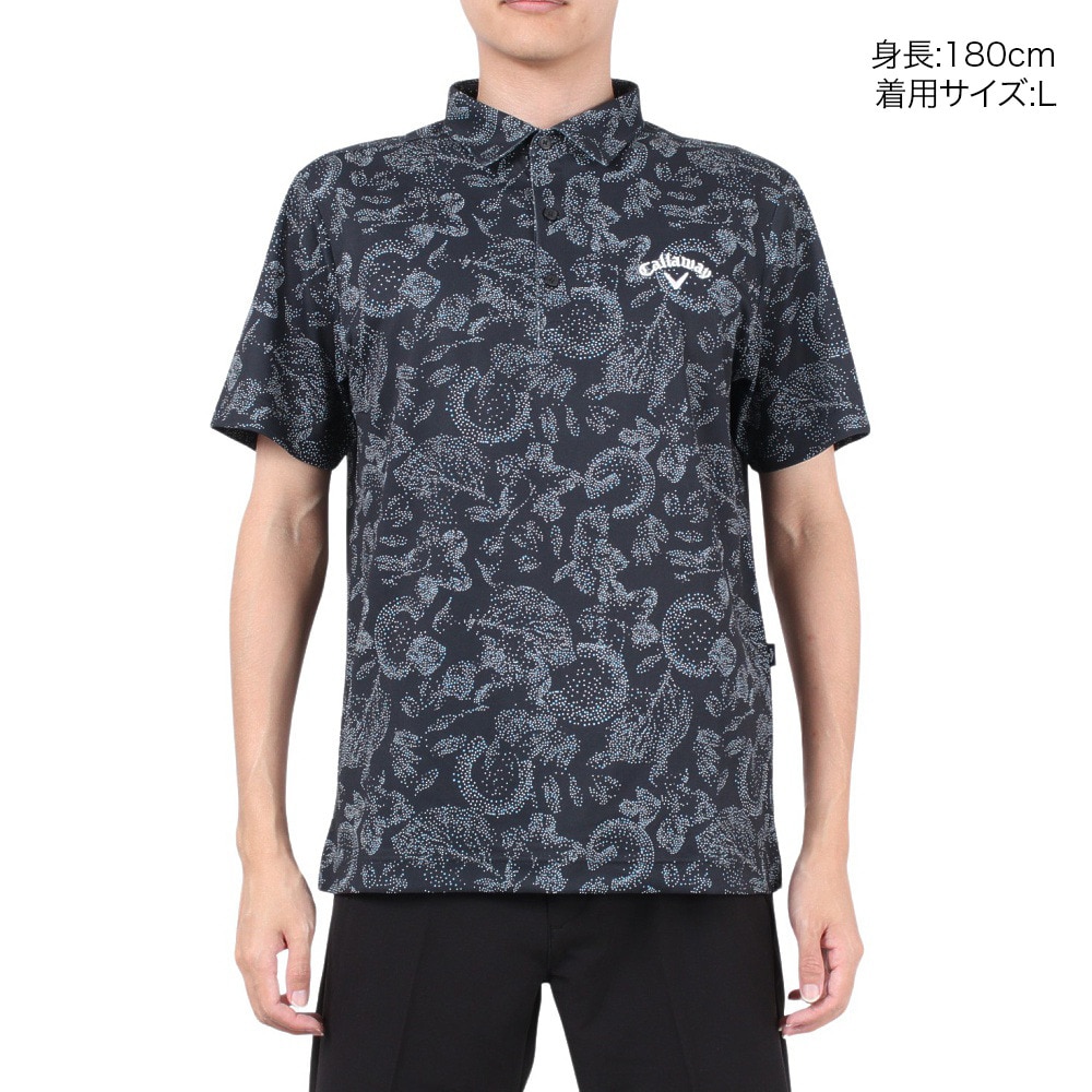 涼感 キャロウェイ 吸汗速乾 半袖 ポロシャツ メンズ L 水色 ゴルフウェア Callaway キャロウェイアパレル ゴルフウェア メンズ ポロシャツ