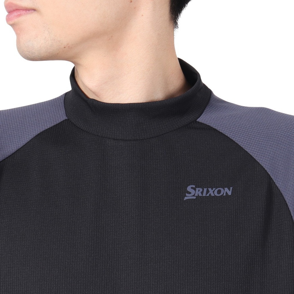 スリクソン（SRIXON）（メンズ）ゴルフウェア 吸汗速乾 モックネック 三段配色ワッフルメッシュ半袖シャツ RGMVJA10 BK00