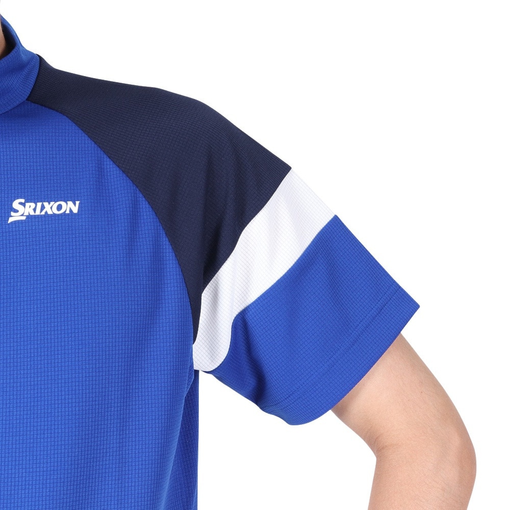 スリクソン（SRIXON）（メンズ）ゴルフウェア 吸汗速乾 モックネック 三段配色ワッフルメッシュ半袖シャツ RGMVJA10 BL00