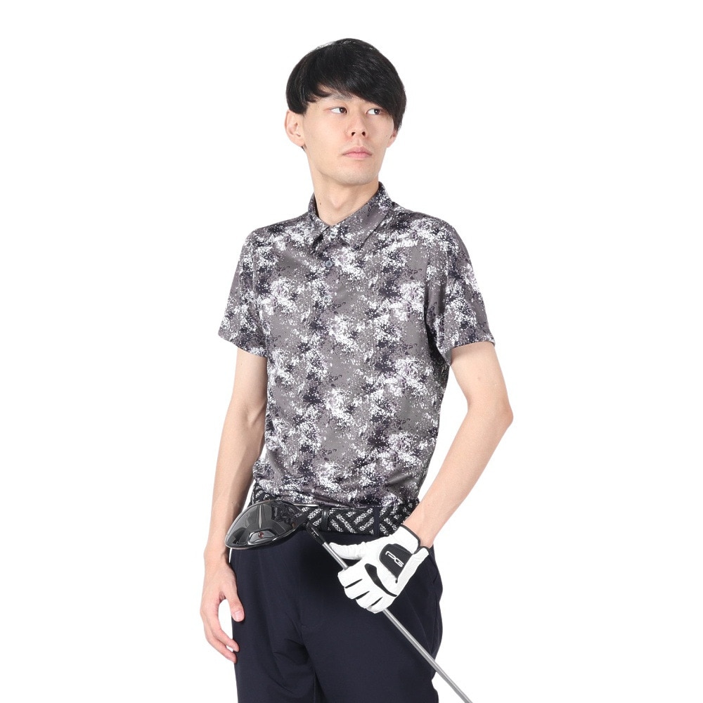 スリクソン（SRIXON）（メンズ）ゴルフウェア 半袖 吸汗速乾 フレッシュグリーン総柄プリントシャツ RGMVJA11 GY00
