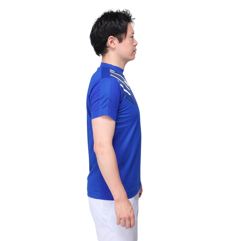 スリクソン（SRIXON）（メンズ）ゴルフウェア 吸汗速乾 モックネック バイアスプリント 半袖シャツ RGMVJA16 BL00