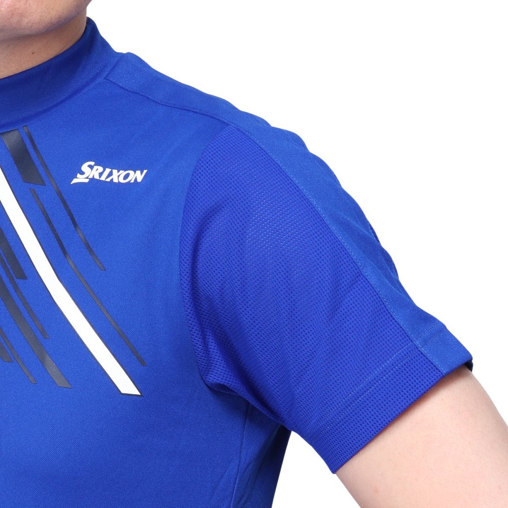 スリクソン（SRIXON）（メンズ）ゴルフウェア 吸汗速乾 モックネック バイアスプリント 半袖シャツ RGMVJA16 BL00
